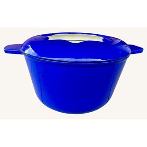 Vintage Cobalt Blue Cast Iron Simmer Pot Fondue Benjamin Medwin Homestead 1.5 Qt